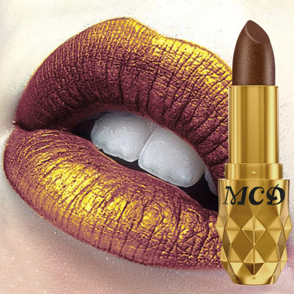 5 colors pearlescent metallic lipstick bold& intense glitter shinny lip tint  long lasting lip senior matte lip makeup gifts