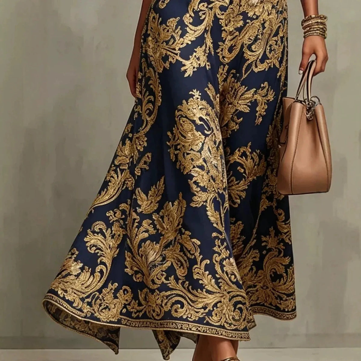 Baroque Print Halter Neck Maxi Dress Sleeveless High Waist A-Line Formal Evening Gown Elegant Vintage Party Dress for Women