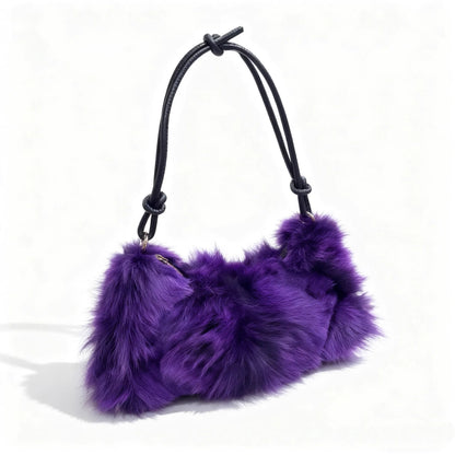 Winter Fox Fur Bag Women's  Bag Fashion  Handbag Ladies Bags Purses Women Shoulder Bag Real Silver Fox Fur Messenger Bags