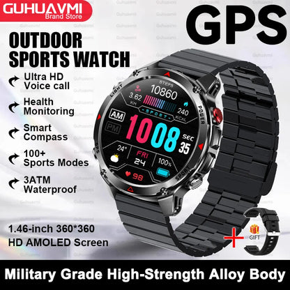 2025 New Outdoor Sport Smart Watch Men HD AMOLED Screen  Six Star GPS Positioning Heart Rate Bluetooth Call IP69/5ATM SmartWatch