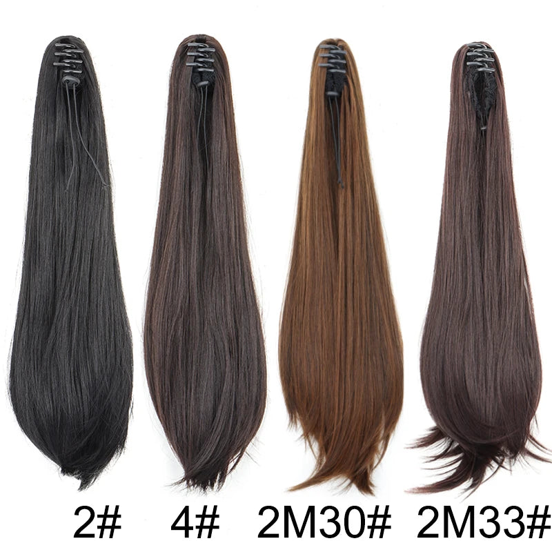 Synthetic 40cm/50cm Claw Clip Micro Curly in Ponytail Extension Long Straight Curly Black Brown Ponytail Hairpiece for...