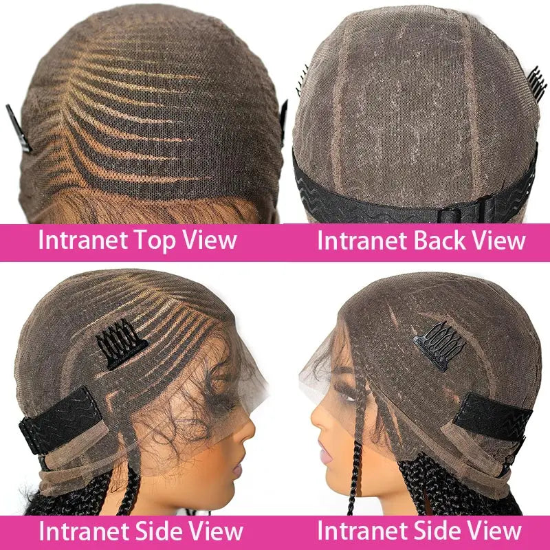 36'' Burgundy Full Lace Braided Wigs Faux Locs for Black Women Synthetic Knotless Cornrow Braid Wig Side Part Wig Box...
