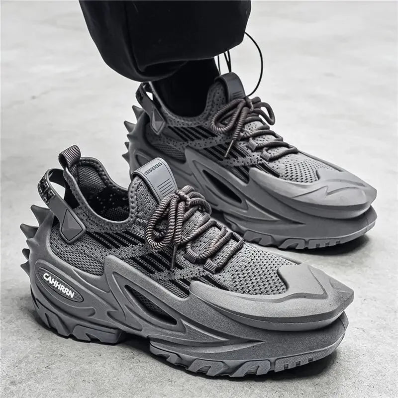 Original Brand Shoes for Man Luxury Knit Breathable Mecha Design Men Sneakers Increased Height Dad Shoes Fashion Socks Shoes