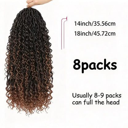 7 Packs Goddess Locs Crochet Hair, Boho River Locs with Curly Ends, Synthetic Faux Locs Braiding Hair Extensions for Women
