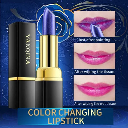 YANQINA Blue Temperature Color Changing Lipstick Waterproof Long-Lasting Non-Fading Non-Transfer Moisturizing Lip Stain...
