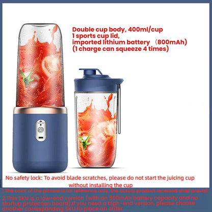 HOMEFISH 1PCS Juice Extractor Portable Rechargeable Small Juice Cup Home and Outdoor Multifunctional Juice Mixing 2Cups
