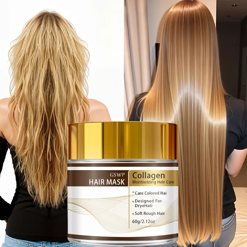 GSWP Moroccan Collagen Hair Mask, containing glycerin, collagen, and biotin, deeply moisturizes, leaves hair smooth. 60/120/180g - Kimlud