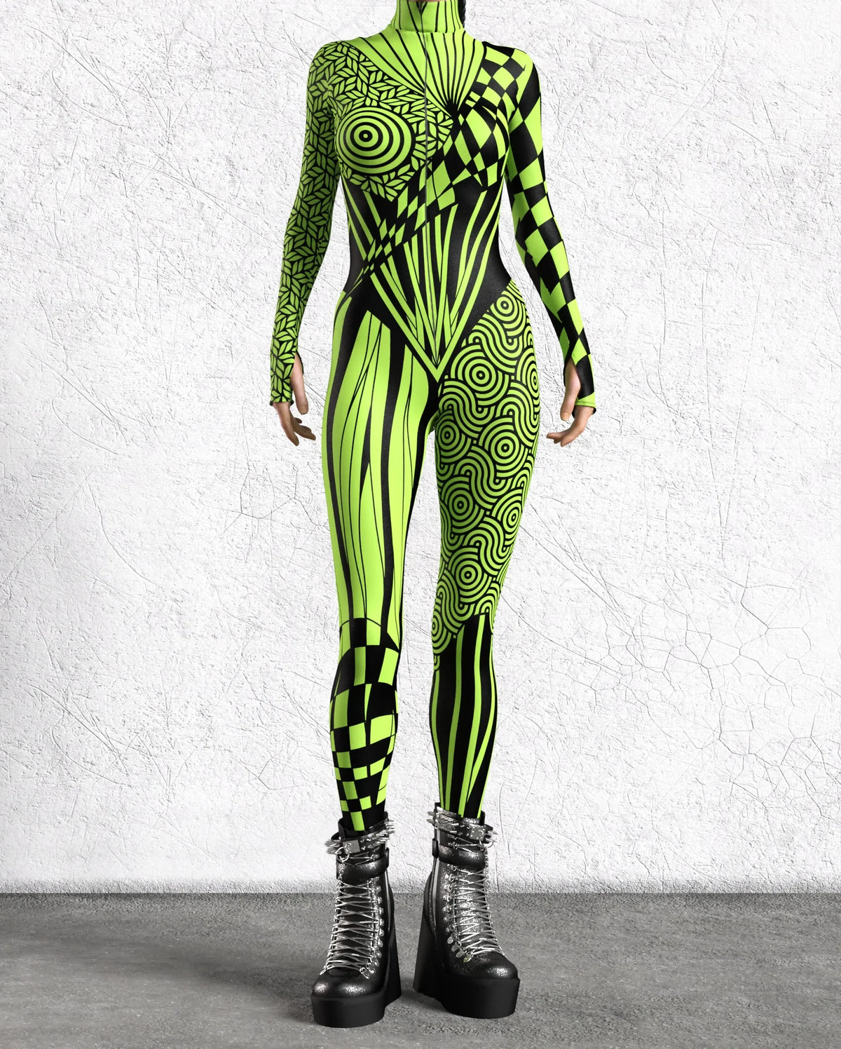 Women 3D Painted Cosplay Jumpsuit Cyberpunk Muscle Bodysuit Halloween Carnival Party Performance Zentai Suit Aerial Yoga
