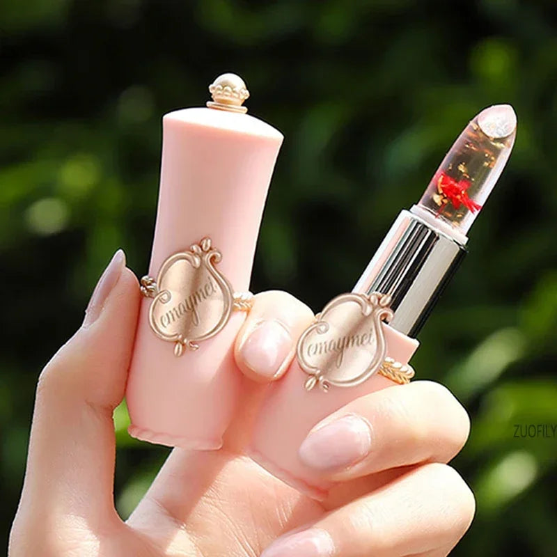 Jelly Dried Flower Color Changing Lip Balm Transparent Moisturizing Make Up Lipstick Repair Dry Cracks for Lips Care Lipgloss