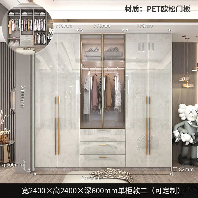 Support Storage Wardrobes Glass Door Shelves Organizers Luxury Wardrobe Bedroom Storage ClothesCupboard Armoires home Furniture - Kimlud