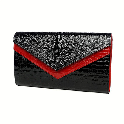 Alligator Pattern Women Cow Leather Clutch Bag Patchwork Crocodile Ladies Cowhide Shoulder or Crossbody Bags | Kimlud...