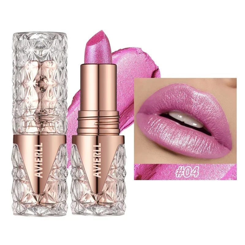 10 Colors 3 in 1 Pearlescent Lipstick Long Lasting Moisturizing Sparkling Quicksand Gold Lip Gloss Pearl Shimmer Sexy Lip Makeup - Kimlud