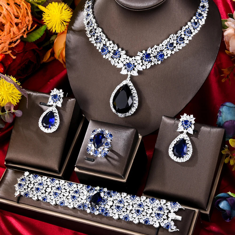 GODKI Famous Brand Turquoise Luxury African Jewelry Sets For Women Wedding Party Zircon Crystal Dubai Bridal Jewelry Set Gift