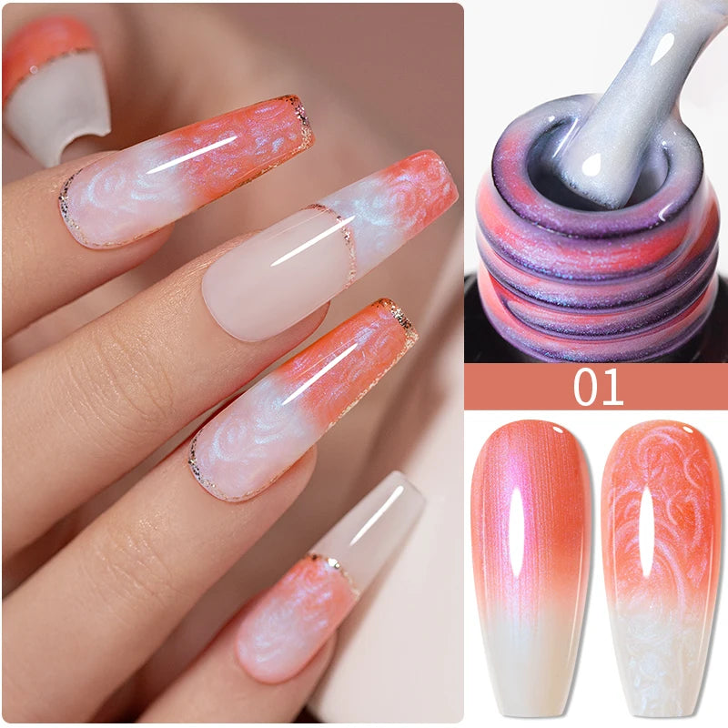 7.5ML Sparkling Reflective Glitter Gel Nail Polish Pink Purple Red Blue Colors Dark Flashing Nail Gel Soak Off UV Nail Varnish