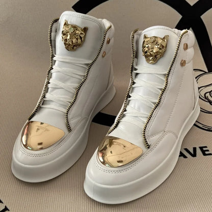 Zip decoration casual sneaker designer shoes for man luxury brand trainers running shoes high top sports casual ankle boots men - Kimlud
