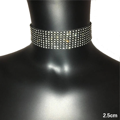 FestivalQueen Luxury Glitter Rhinestones Choker for Ladies Wide Collar Chain Celebrity Jewelry Gifts Bar Night Club 2024