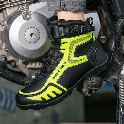 Men Mountain Riding Shoe Outdoor Buckle Casual Shoes Couple's Style Women High Top Motorcycle Shoes Fashionable Motorcycle Shoes - Kimlud
