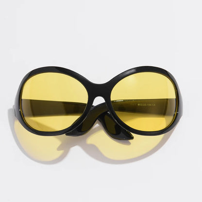 Motorcycle Fashion Brand Y2K Punk Sunglasses Goggle New Women Men Oval Sports Sun Glasses Female Oversized Driving Goggles - Kimlud