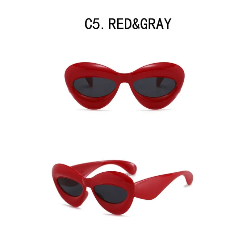 Candy Color Sexy Lip Y2k Cat Eye Sunglasses For Women Luxury Brand Yellow Blue Gradient Sun Glasses Men Punk Hip Hop...