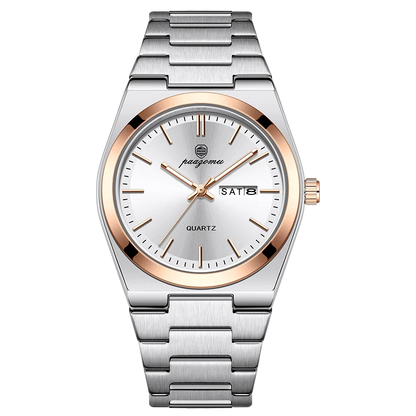 PAAZOMU Fashion Men's Quartz Watch Stainless Steel Waterproof Luminous Man Watch Chronograph Date Multifunction Watches For Men