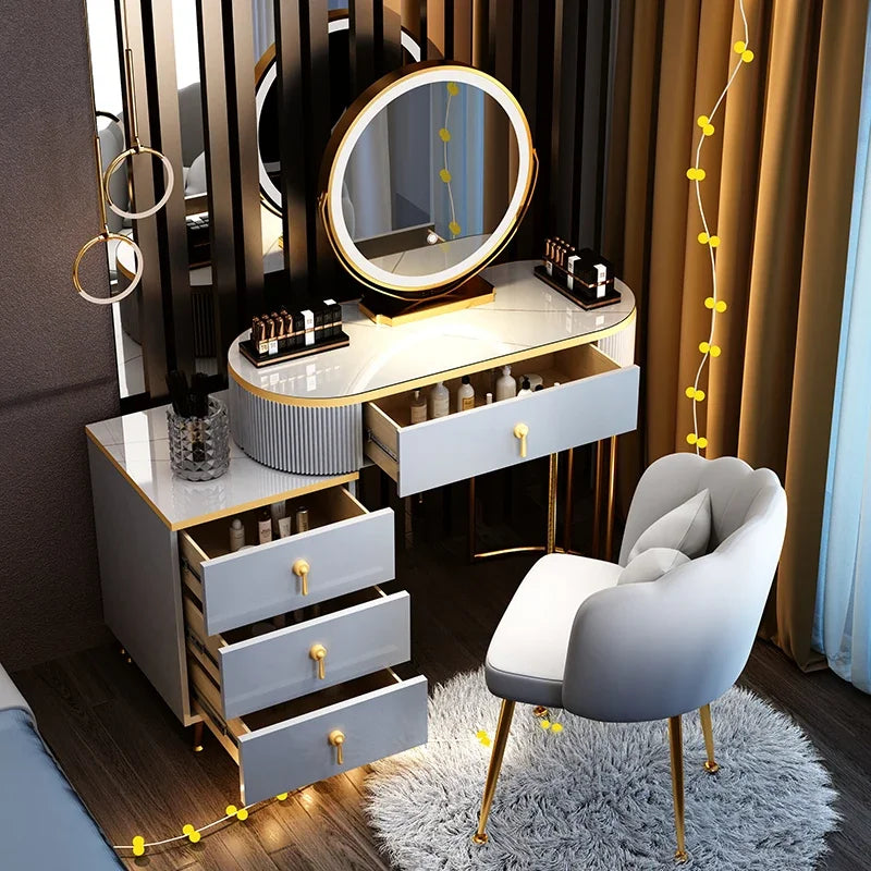 Modern Luxury Vanity Table Storage European Big Study Corner Women Organizer Dressing Table Girl Penteadeira Chinese Furniture