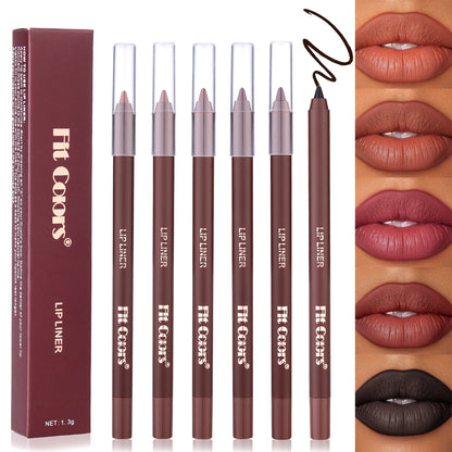 6Colors Waterproof Fadeless Matte Brown Lipstick Lipliner Pen Lips Contour Filling Pen Black Lipliner Makes Its Mouth Look Plump
