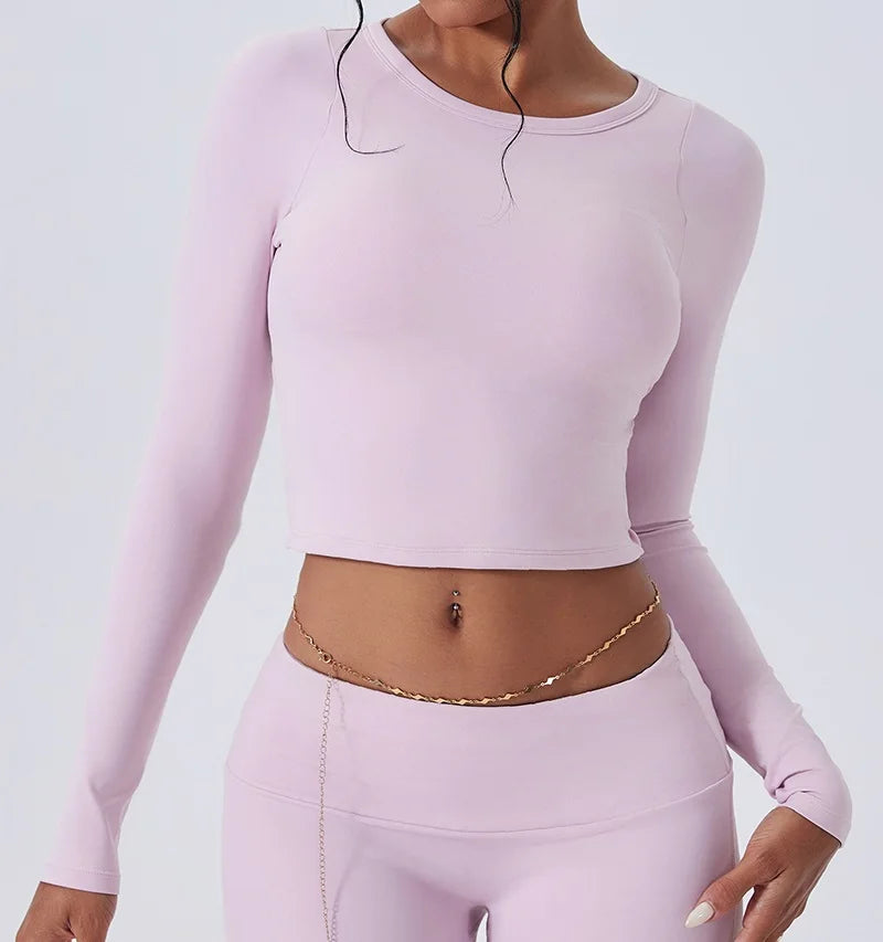 Cloud Hide SEXY Back Grey Yoga Shirts for Women Long Sleeve Pilates Blouse Sports Gym Fitness Top Running T-Shirt Workout Shirt - Kimlud