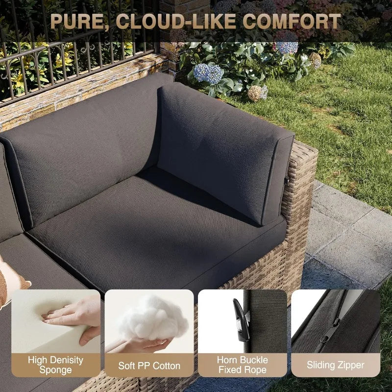 Patio Furniture Sets, 7-Piece Outdoor Patio Furniture with Thick Cushions, Wicker Outdoor Conversation Set Sectional...