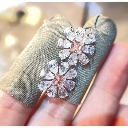 925 Sterling Silver Big Flower Stud Earrings for Women Fashion Paraiba Tourmaline Gemstone Wedding Party Jewelry Gift |...