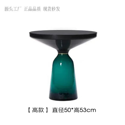 Nordic Creative Glass Round Coffee Table Combination Living Room Reception Side Table Transparent Light Luxury Coffee Tables - Kimlud