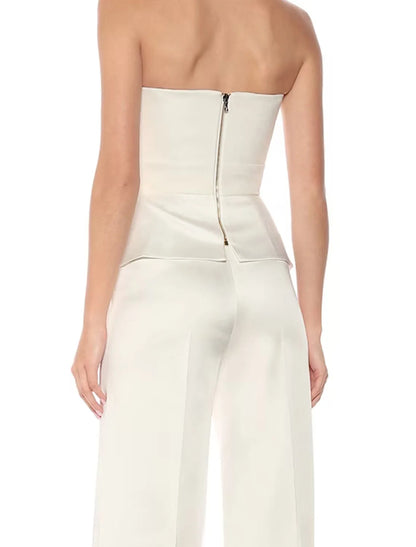 Bridal Shower Wedding Dresses Jumpsuits Sweetheart Strapless Floor Length Bridal Gown Bows Ruffles Backless 2025 Free Customized