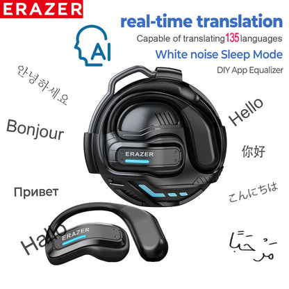 ERAZER X8 AI Translator Earbuds Gaming Bluetooth 5.4 Wireless Headphones Low latency HD Call Earphones with Mic Waterproof