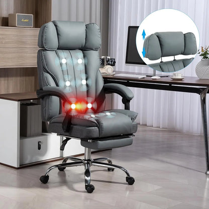 Massage Office Chair with Heat and 8 Vibration Points Big and Tall Executive Office Chair with Adjustable Headrest, Extra Wide S