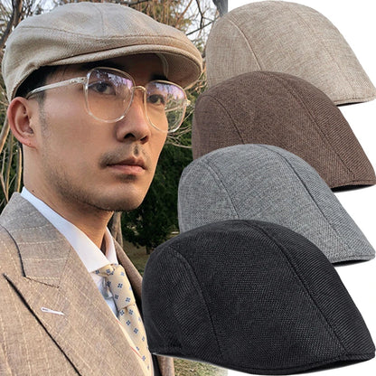 Men Spring and Summer Berets British Style Beret Hat Retro England Hats Male Fashion Hats Peaked Painter Caps for Dad