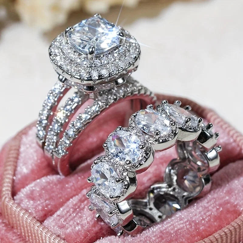 Europe and The United States Fashion Shining Double Layer Ring Ladies Luxury Exquisite Wedding Banquet Jewelry Gifts |...