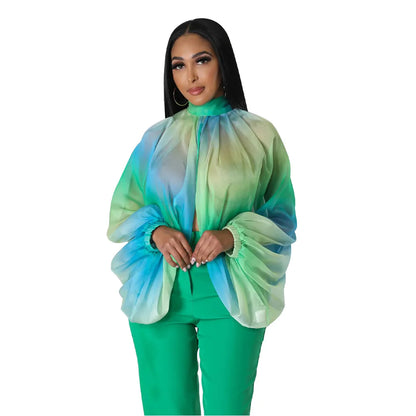 Women See Through Sheer Chiffon Blouse Sexy Front Back Open High Neck Self Tie Shawl Casual Shirts Y2K Night Club Party Tops