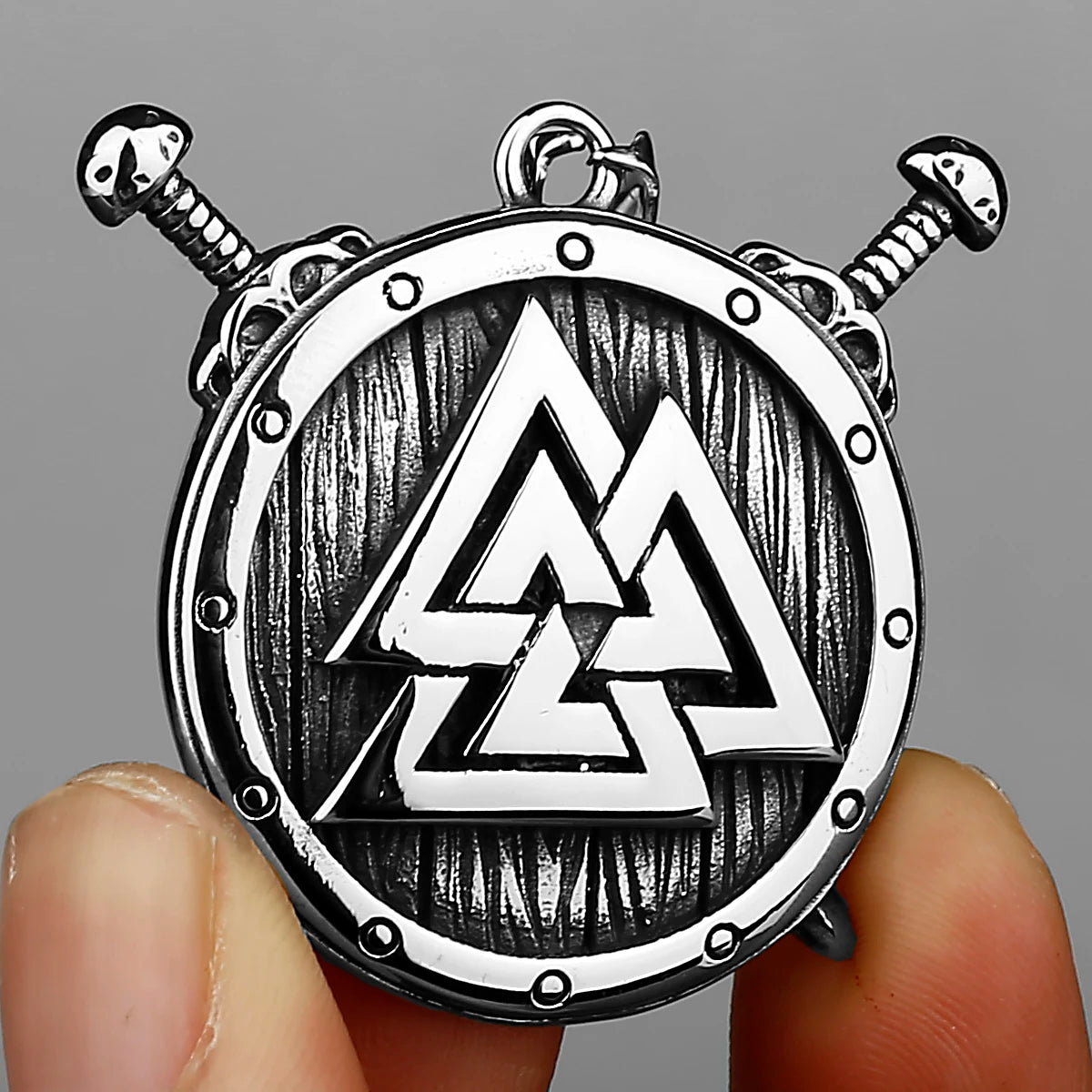 316L Stainless Steel Viking Shield Sword Valknut Amulet Rune Men's Necklace Pendant Birthday Gift Jewelry Wholesale