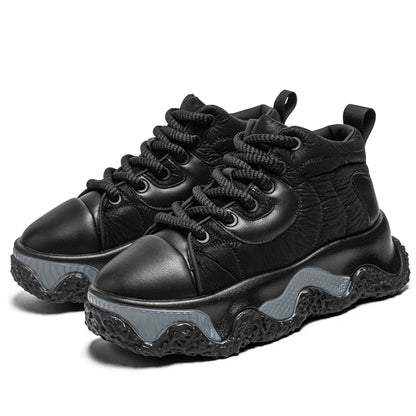 Chunky Sneaker Men Designer Winter Plush Warm Punk Board Shoes Fashion Casual Leather Height Increased Flat Platform Sport Shoes