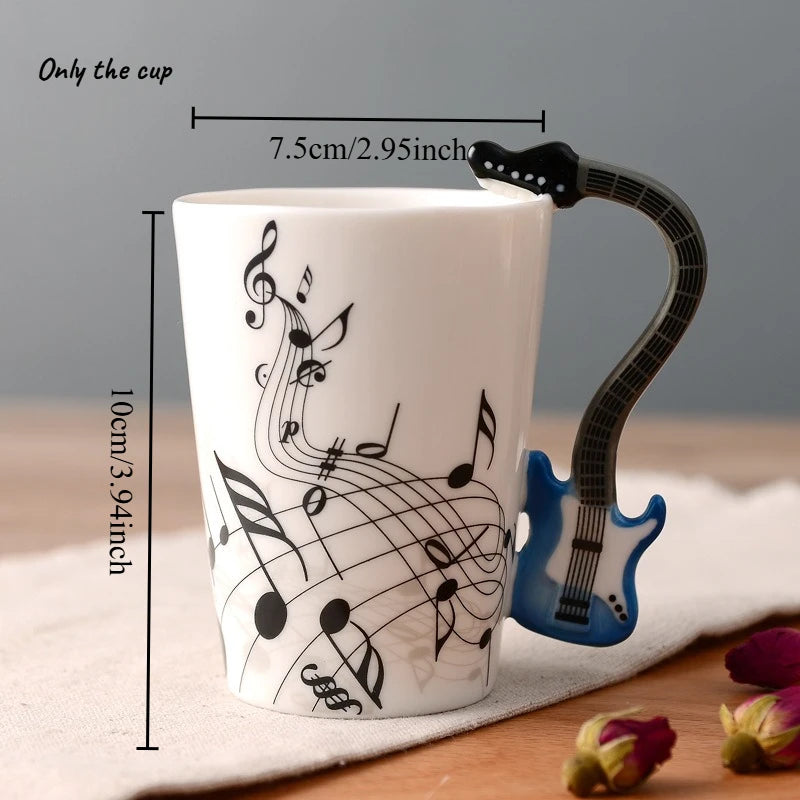 1pcs Ceramic Music Cup Mug Electric Guitar Instrument Creative Coffee Cup Enamel Porcelain Guitar Violin Style | Kimlud...