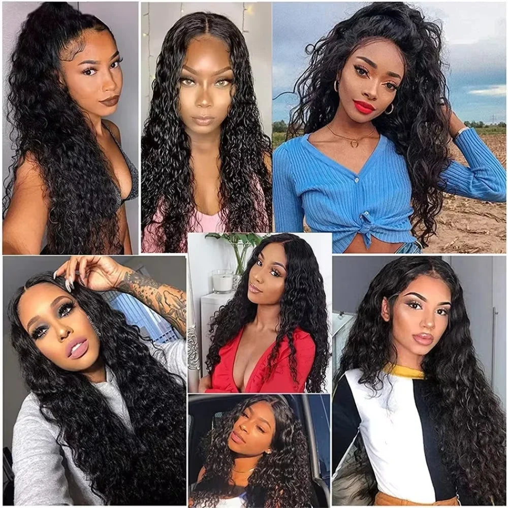 Upgraded V Part Wig Kinky Curly Wig Easy Install Brazilian 32Inch 200% Density Natural Color Deep Wave No Leave Out Human Remy Hair For Women