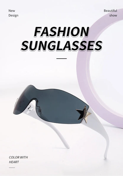 Fashion Sunglasses for Women Men Trendy Shield Wrap Around Sunglasses Oversized Fashion Frameless Sun Glasses