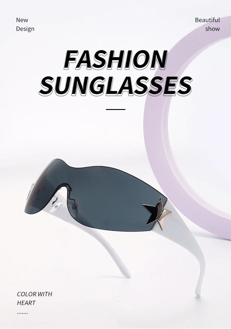 Fashion Sunglasses for Women Men Trendy Shield Wrap Around Sunglasses Oversized Fashion Frameless Sun Glasses