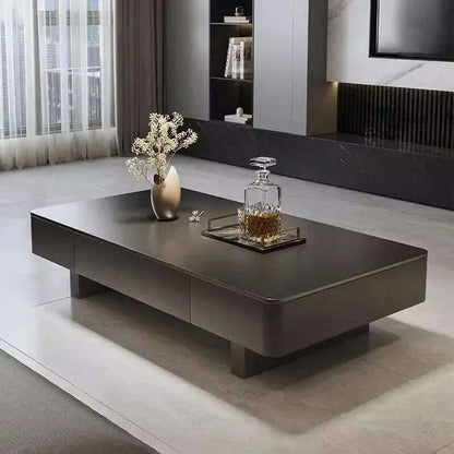 Italian coffee  living room home new light luxury high-end black rectangular simple small apartment rock slab coffee table