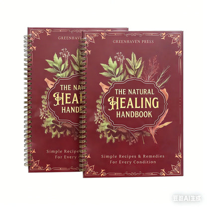 Natural Healing Handbook Spiral Bound Guide With Herbal Remedies And Recipes For Heart Health Blood Sugar Focus Boost 25x17.6cm