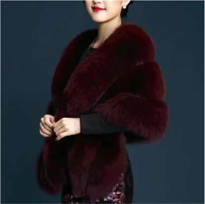 Customized 2023 Winter Faux Fur Coats luxury fox fur imitation mink fur poncho bridal wedding dress shawl cape women vest fur co