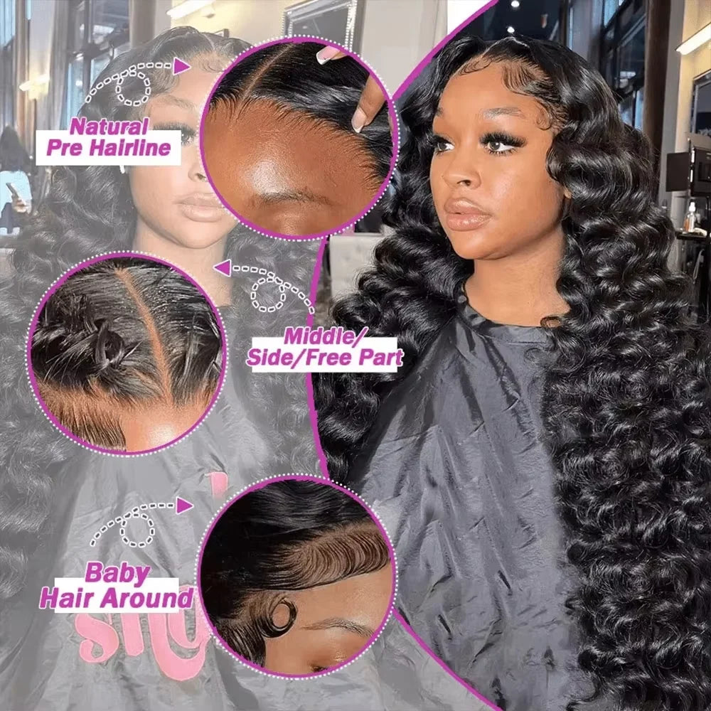 Curly Deep Wave 13x4 13x6 HD Lace Front Wig Pre Plucked Loose Deep Wave Glueless Wigs Human Hair For Black Women