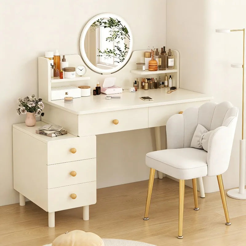 European Modern Vanity Table Bedroom Drawers Storage Mirror Dressing Table Comfortable Cosmetics Vestidores Trendy Furniture