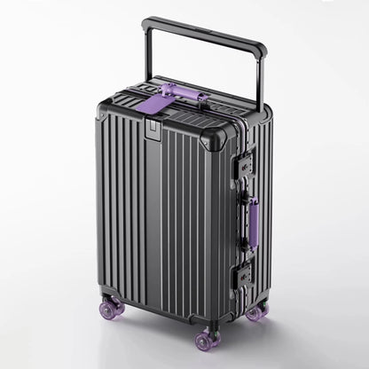 Wide Handlebar Travel Balance Trolley Suitcase with Colorful Silent Wheels TSA Lock Rolling Luggage Large Capacity PC Material
