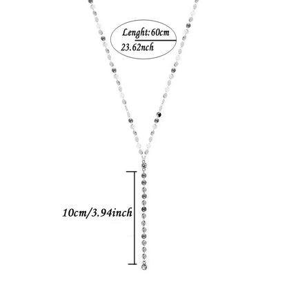 Stainless Steel Sexy Multilayer Sequins Chain Tassel Crystal Pendant  Necklace For Woman Y Shape Disc Choker Necklace