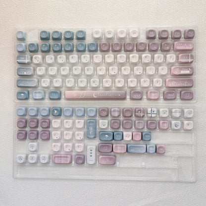 125 Keys Milky Way White Dye-Sublimation Keyboard Keycaps MOA Profile Cute PBT Key cap for Cherry MX Switches Gaming Keyboard